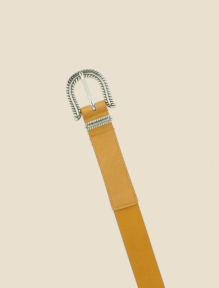 Ceinture bi-matière à boucle classique - Jaune - 2