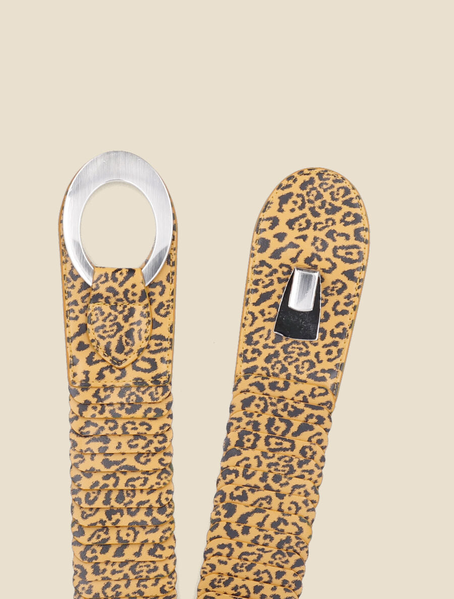 Ceinture à lames superposés effet léopard - Jaune moutarde - 2