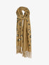 Echarpe à imprimé léopard lamé et franges - Camel - 3