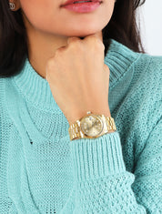 Montre en acier à strass - Or - 1