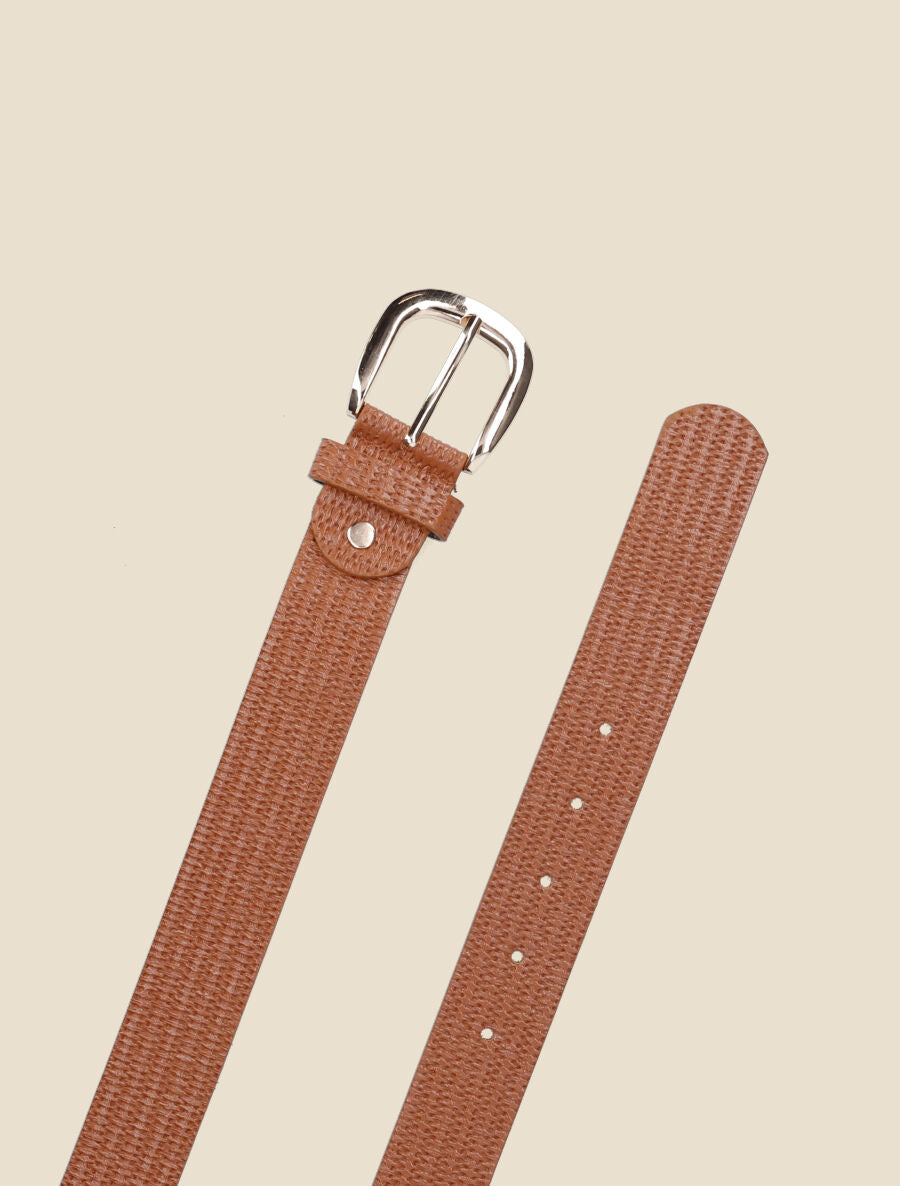 Ceinture en simili effet tressé - Camel - 2