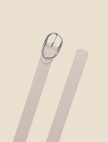 Ceinture en simili à boucle ovale - Beige - 2