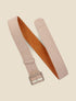 Ceinture en suédine à boucle carrée stylisée - Beige - 1