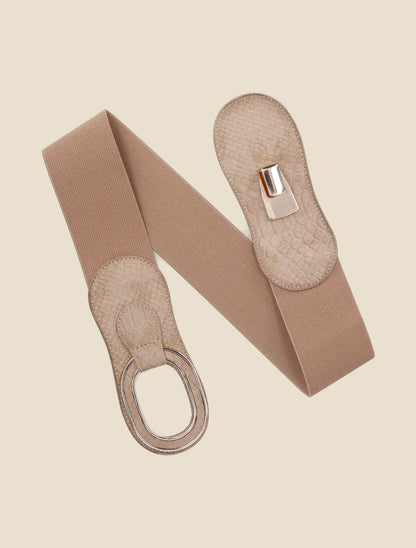 Ceinture effet python à boucle ovale - Beige - 3