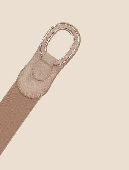 Ceinture effet python à boucle ovale - Beige - 2