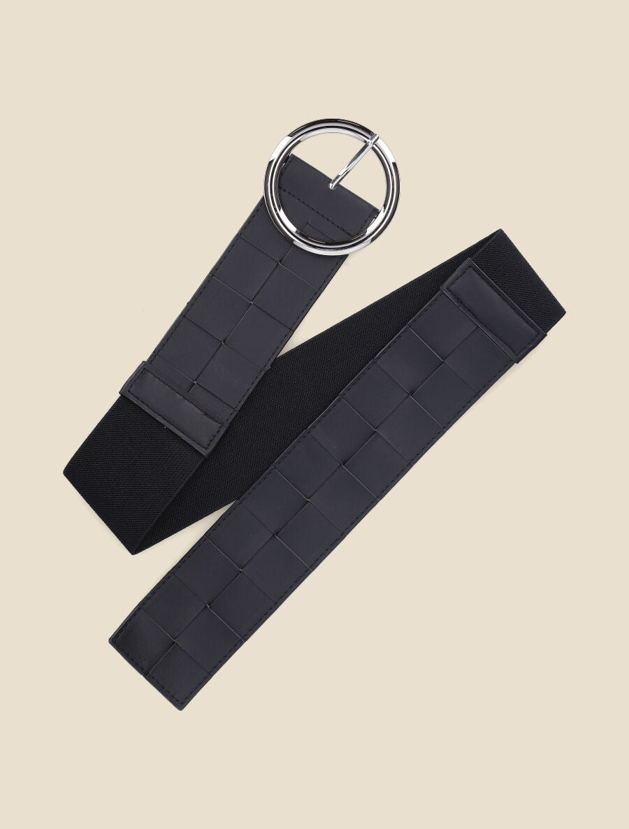 Ceinture tressée à boucle ronde - Noir - 1