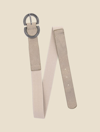 Ceinture à double boucles striées - Beige - 3