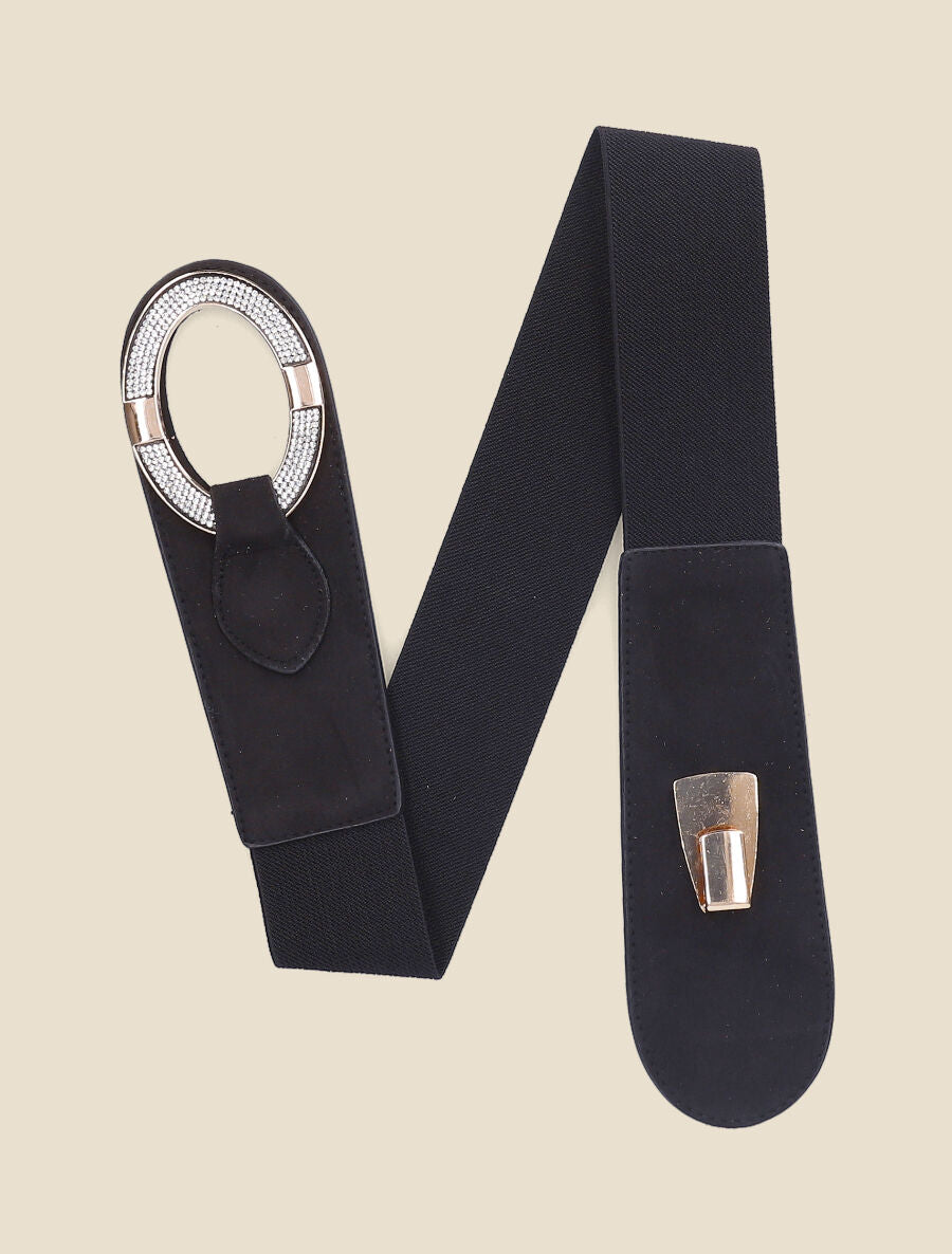 Ceinture en suédine à strass - Noir - 3