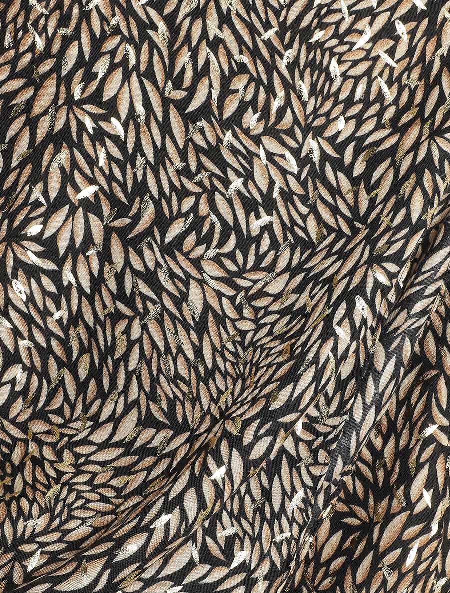 Foulard à imprimé feuilles irisées - Camel - 3