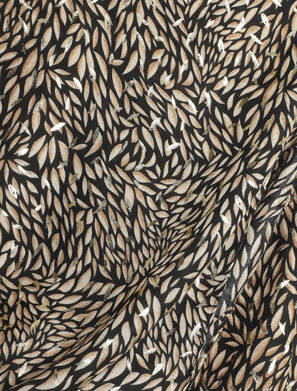 Foulard à imprimé feuilles irisées - Camel - 3