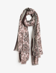 Foulard effiloché à imprimé cachemire - Rose - 1