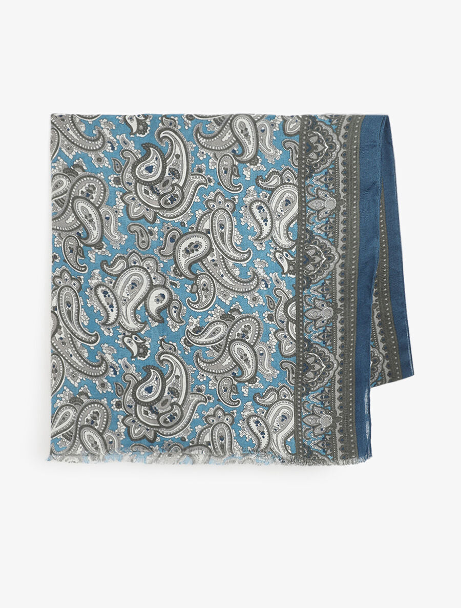 Foulard effiloché à imprimé cachemire - Bleu - 2