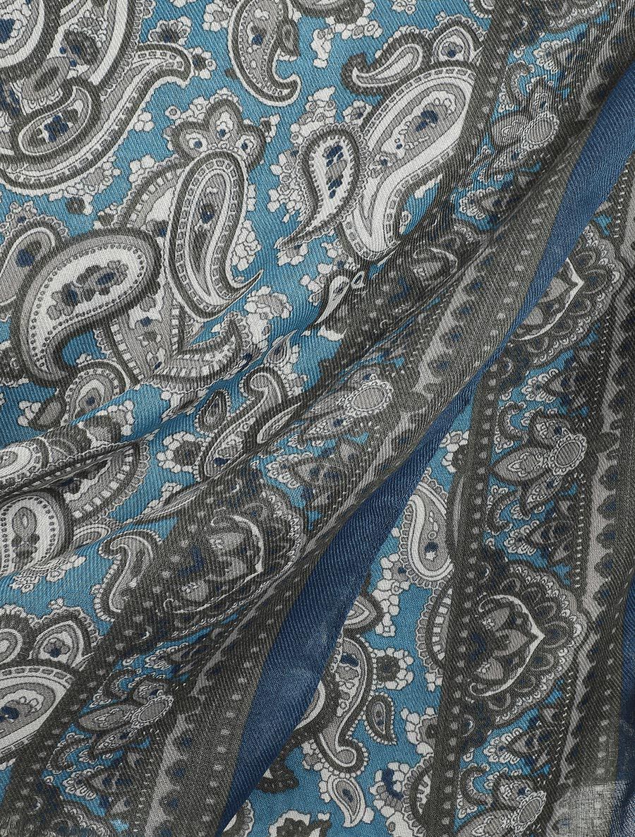 Foulard effiloché à imprimé cachemire - Bleu - 3