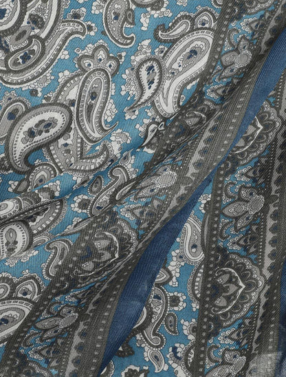 Foulard effiloché à imprimé cachemire - Bleu - 3
