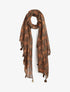 Foulard à imprimé graphique irisé et pampilles - Camel - 1
