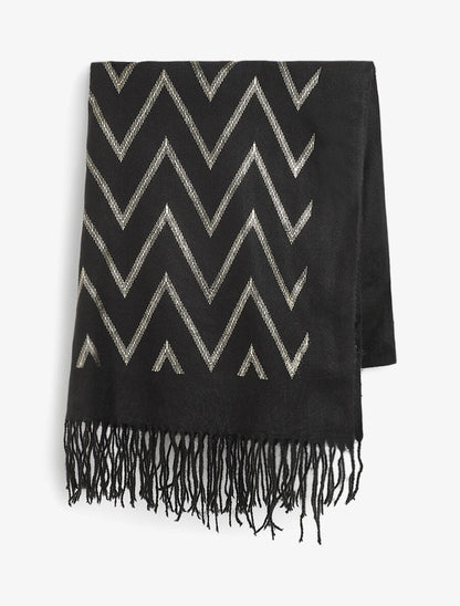Echarpe à imprimé zig-zag irisés - Noir - 2
