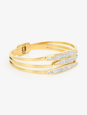 Jonc triple rangées ornées de zircons - Or - 3