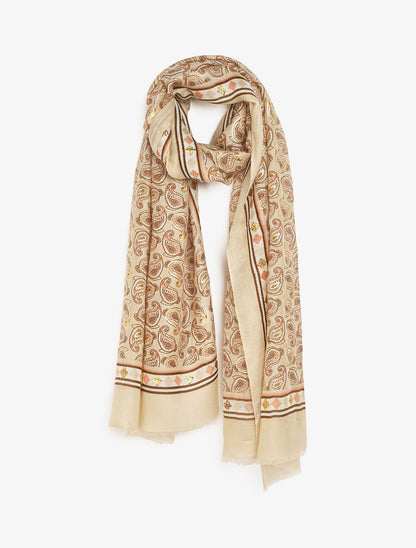 Foulard imprimé cachemire irisé - Beige - 1