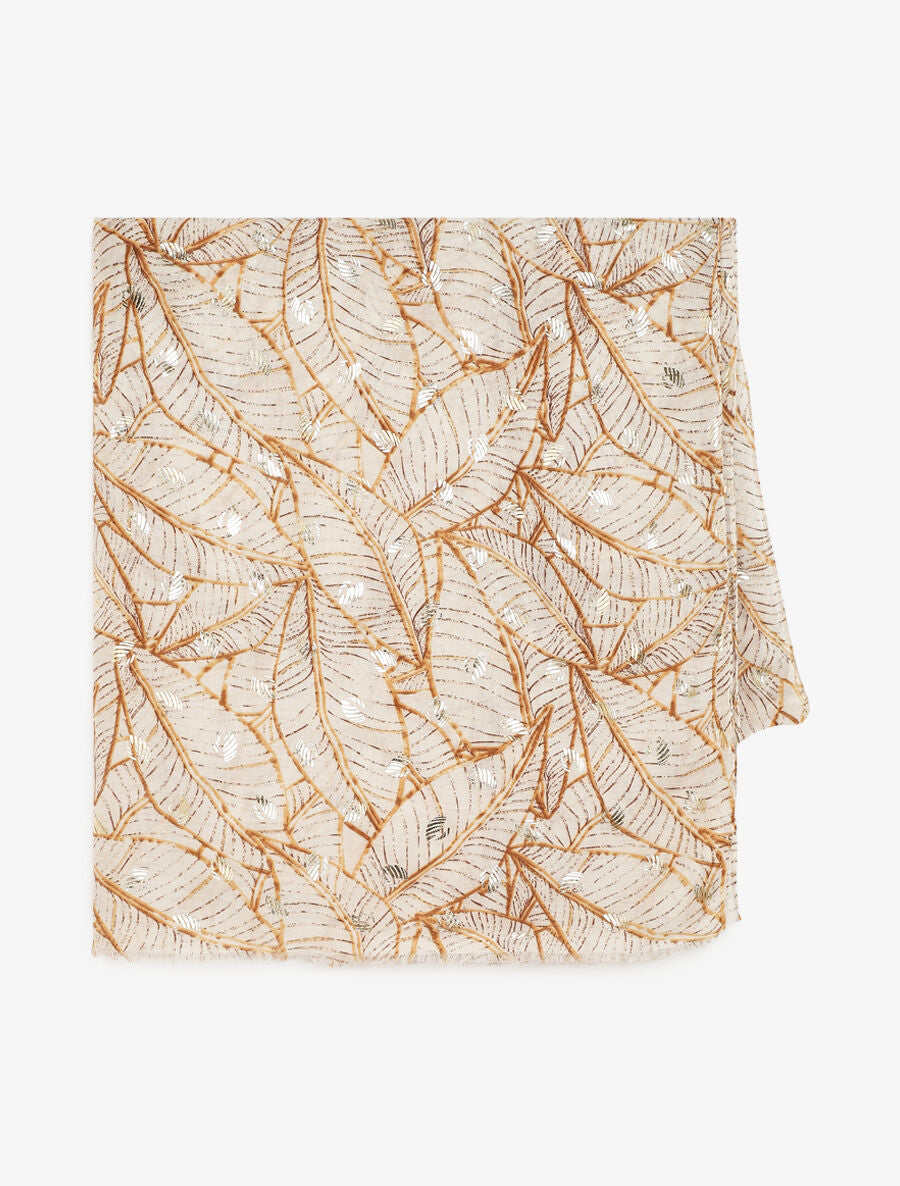 Foulard imprimé feuilles irisées - Beige - 2
