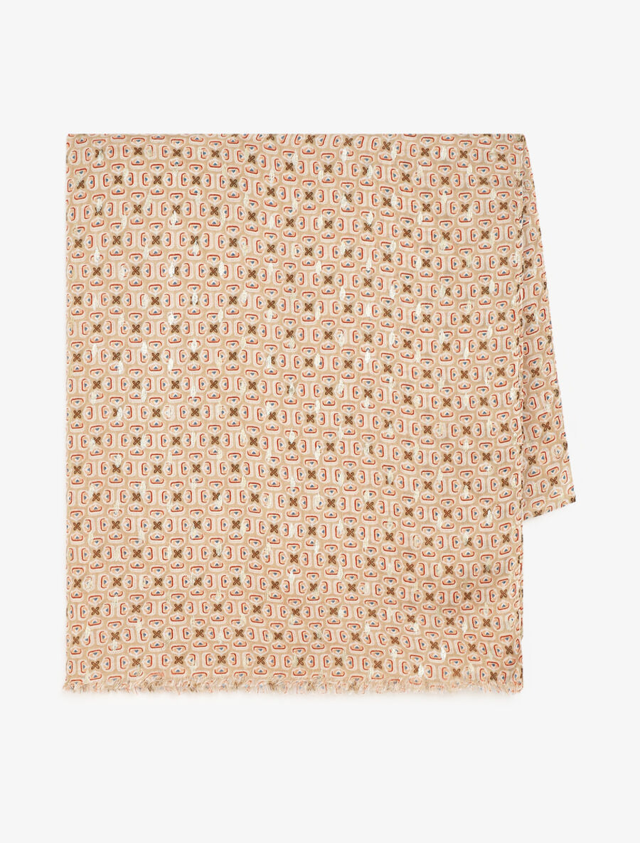Foulard imprimé mosaïque irisé - Beige - 2