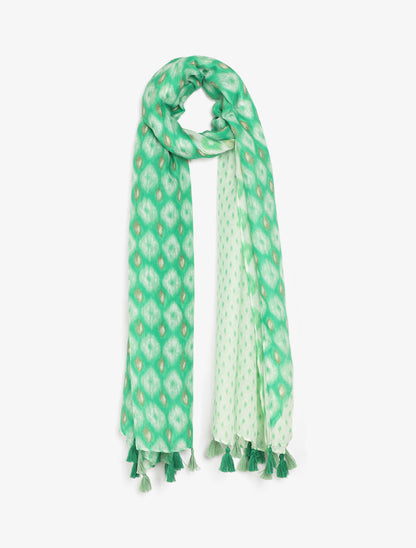 Foulard à pompons imprimé fantaisie - Vert - 1