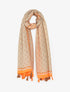 Foulard à pompons imprimé graphique - Beige - 4