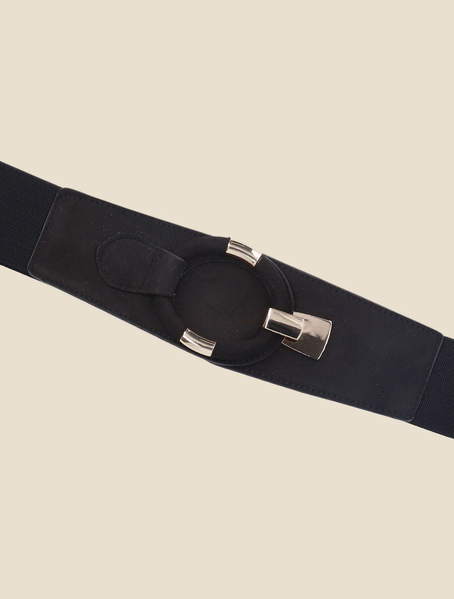 Ceinture en suédine à boucle ovale - Noir - 2