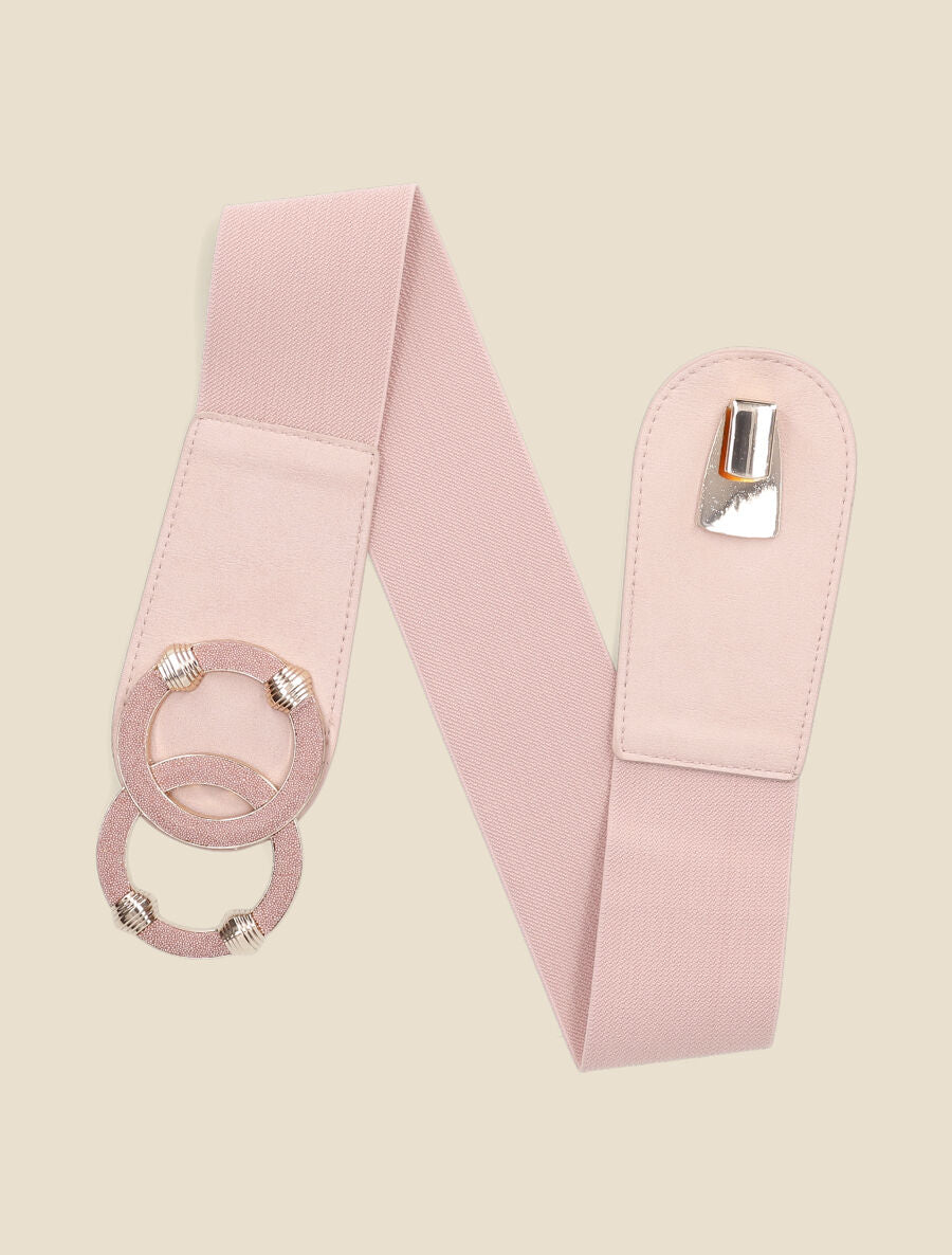 Ceinture élastiquée à double boucles - Rose - 3