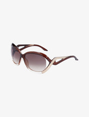 Lunettes ovales oversize - Marron - 2