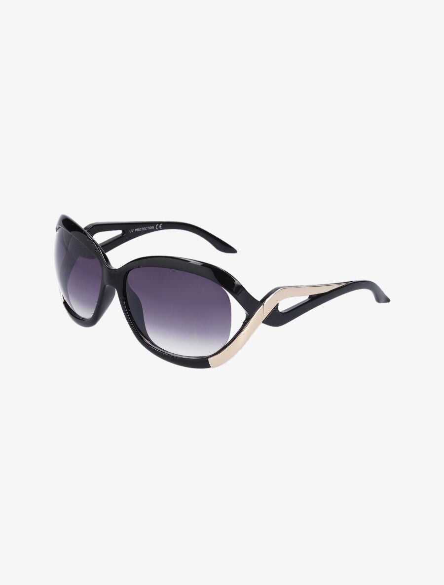 Lunettes ovales oversize - Noir/or - 2