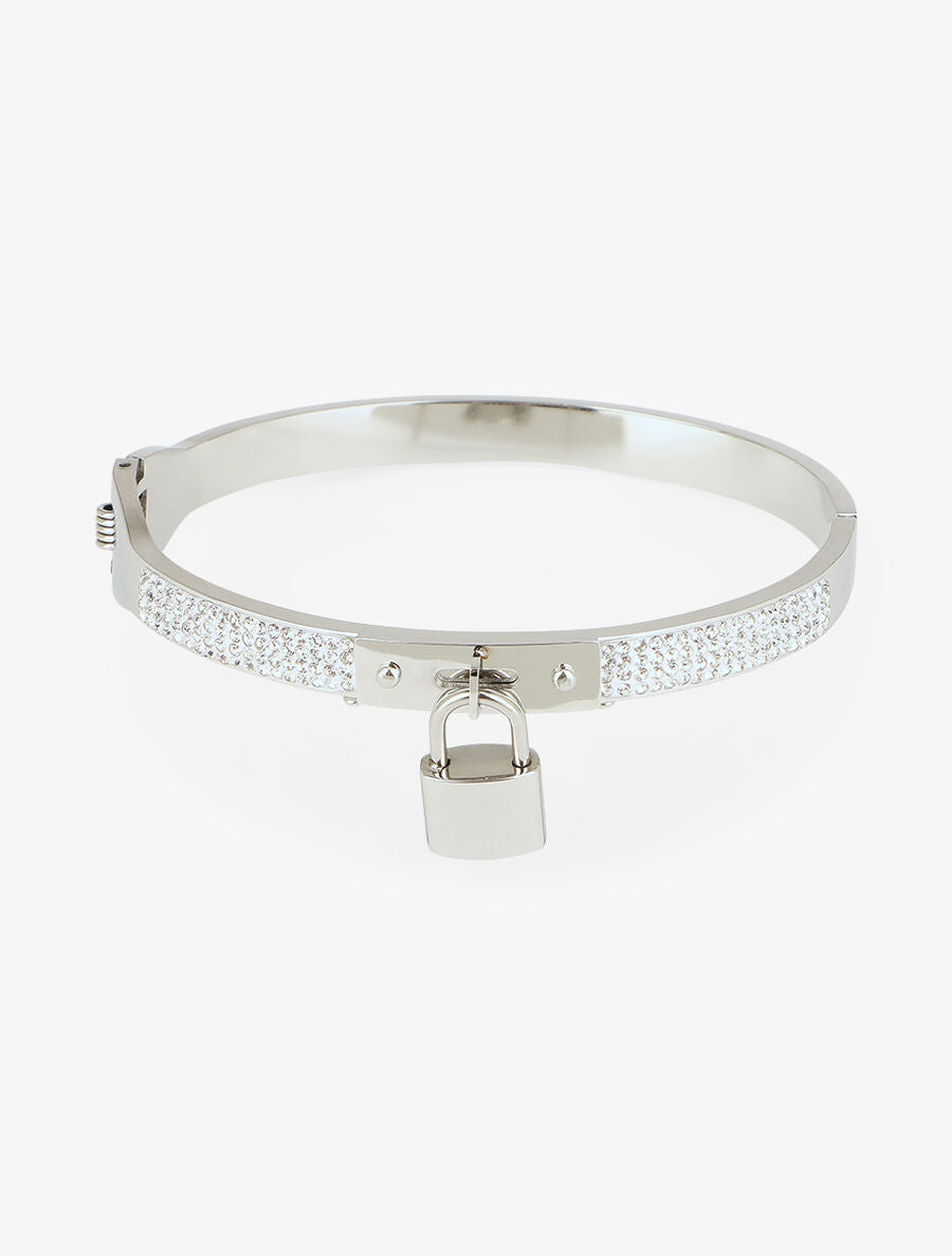 Jonc à strass et cadenas - Argent - 2