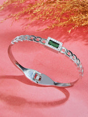 Jonc style chaîne à pierre et strass - Argent - 1