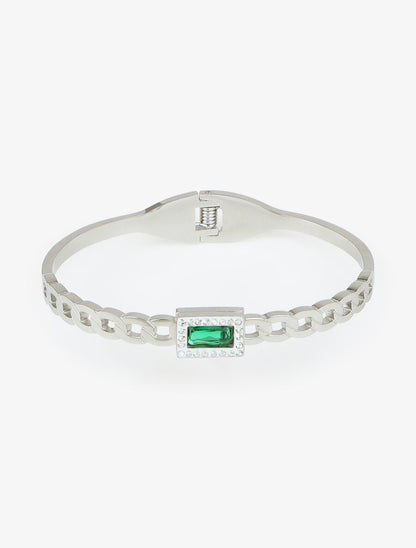 Jonc style chaîne à pierre et strass - Argent - 2