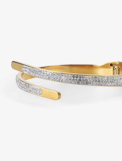 Jonc fin à strass - Or - 3