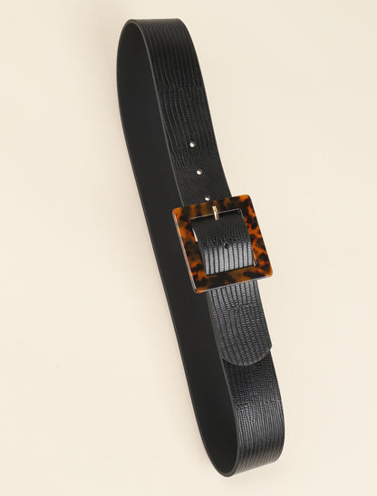 Ceinture effet python à boucle style écaille - Noir - 2