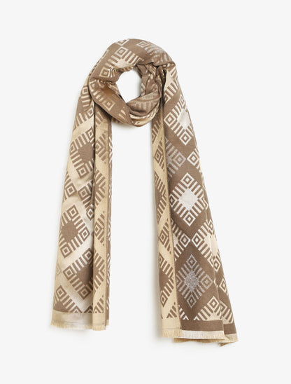 Echarpe motifs géométriques - Taupe - 4