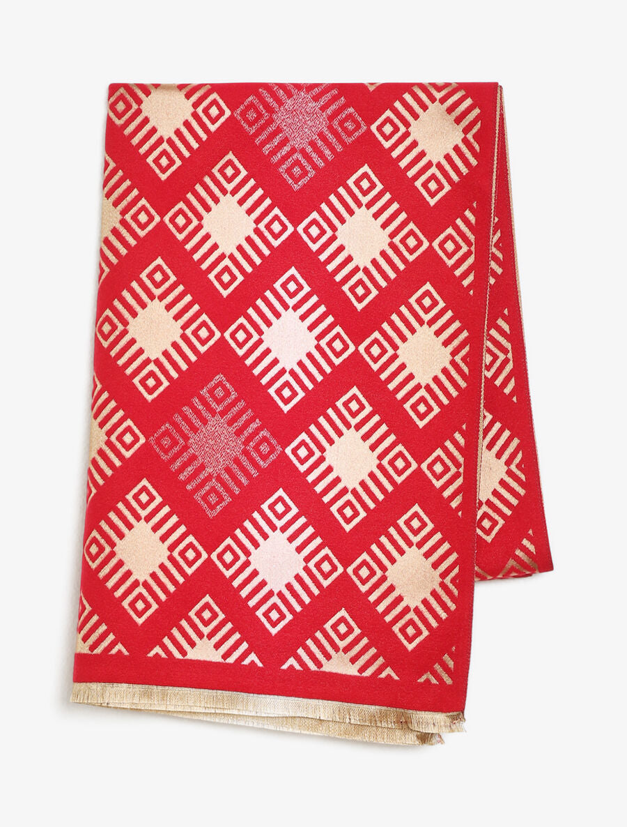 Echarpe motifs géométriques - Rouge - 2