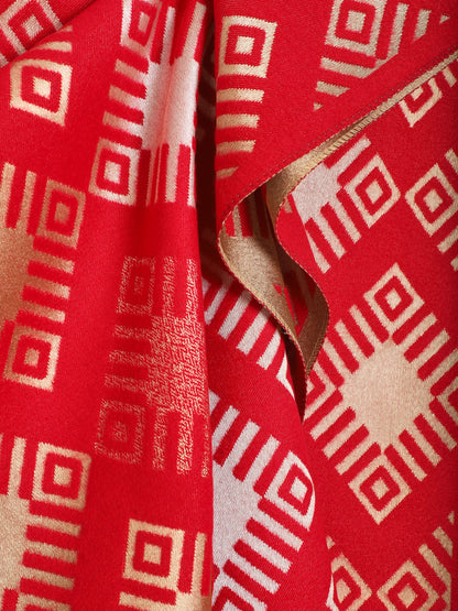 Echarpe motifs géométriques - Rouge - 3