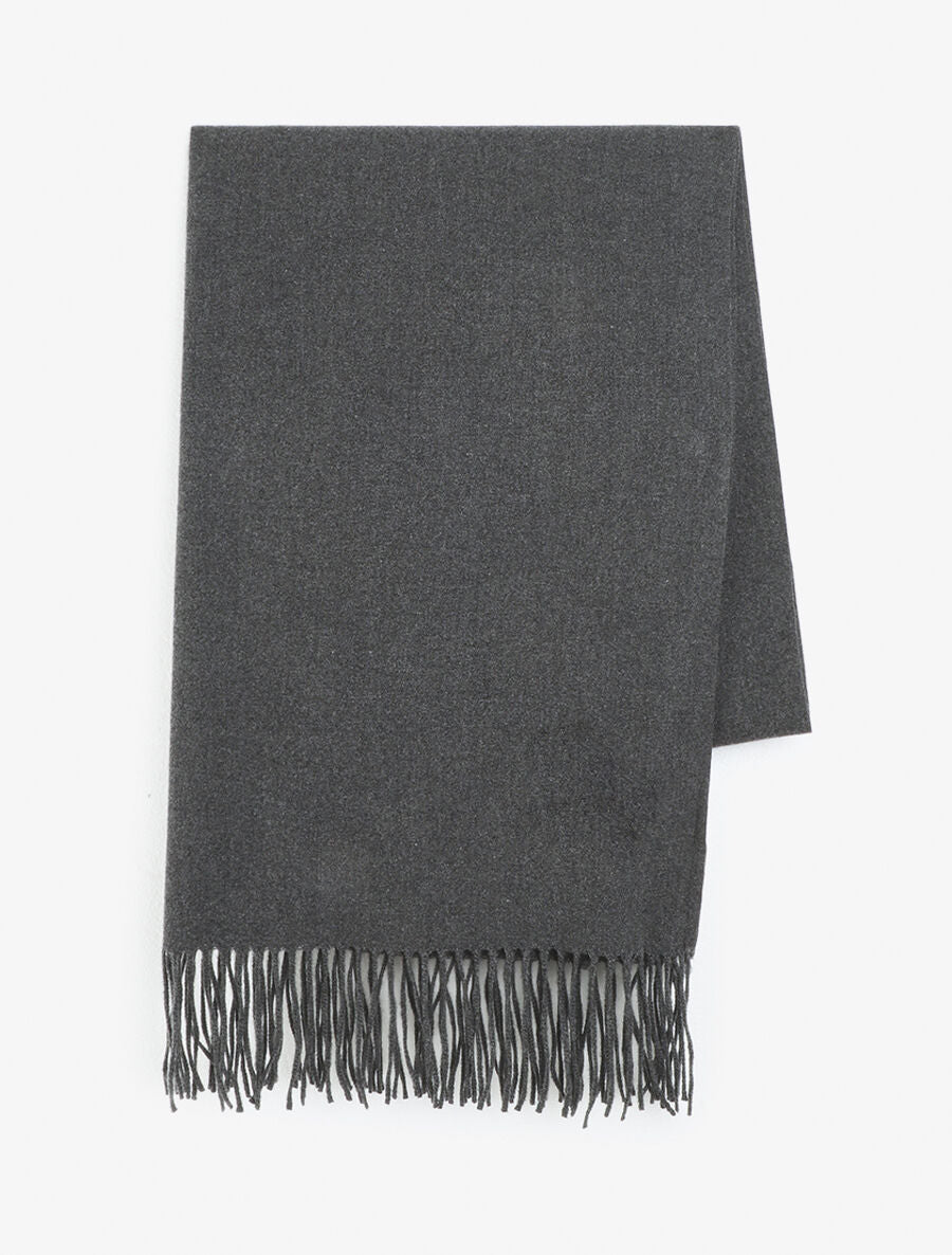 Echarpe unie à franges - Gris - 2