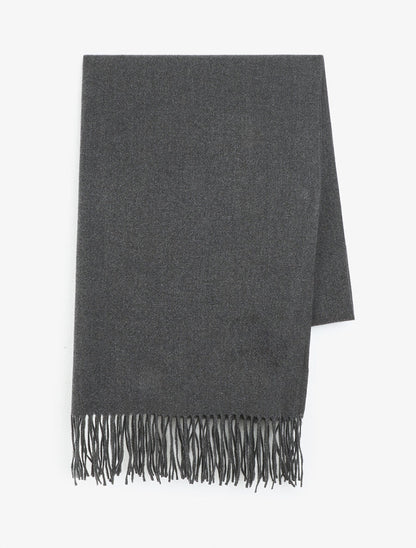Echarpe unie à franges - Gris - 2