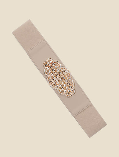 Ceinture élastiquée boucle graphique - Beige - 1