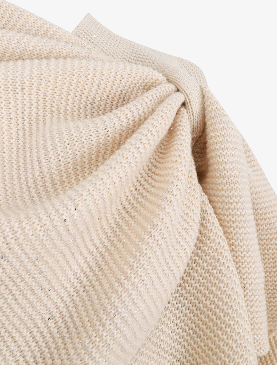 Châle en maille à paillettes - Beige - 4