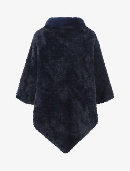 Poncho uni à motif quadrillé - Marine - 2
