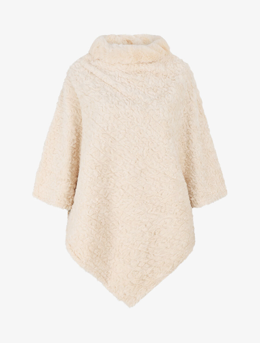 Poncho uni effet angora - Beige - 4