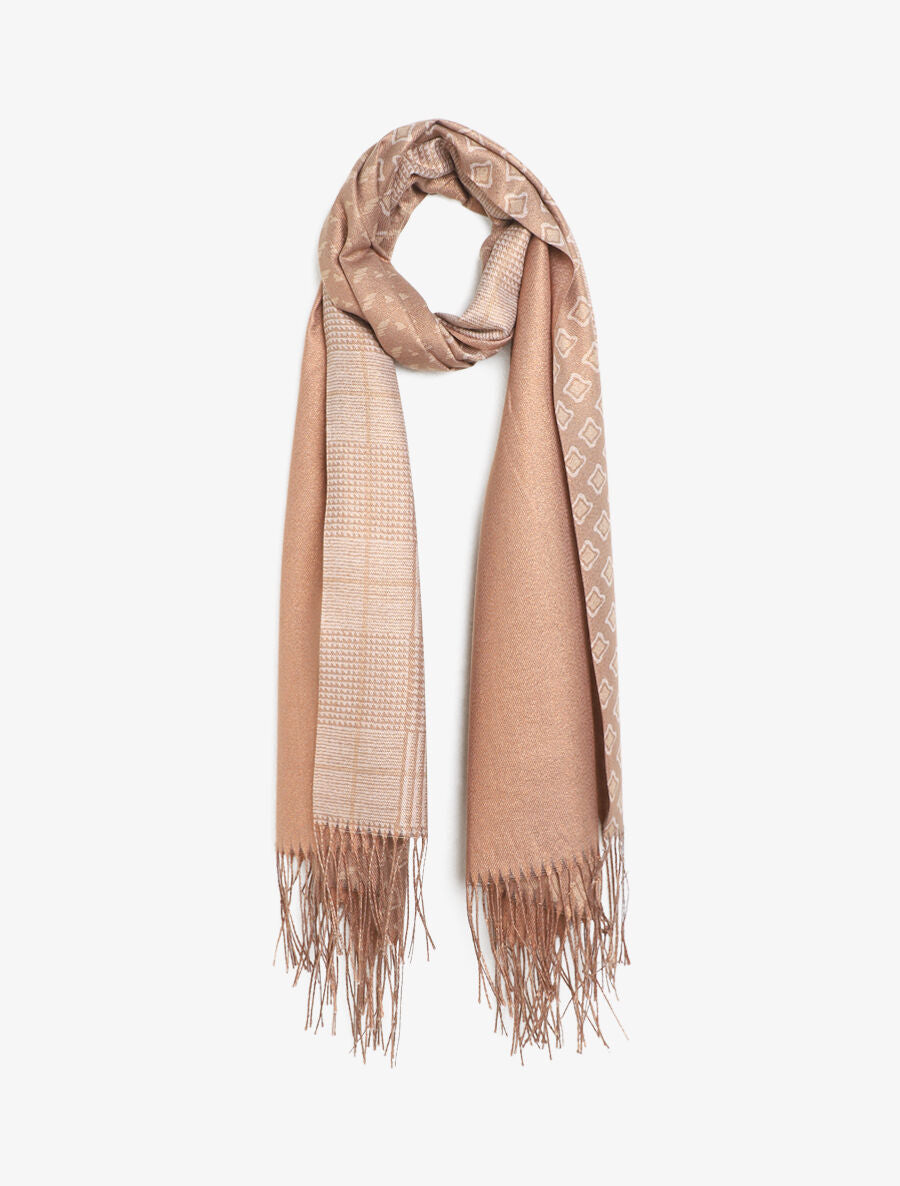 Echarpe irisée motif patchwork - Taupe - 1
