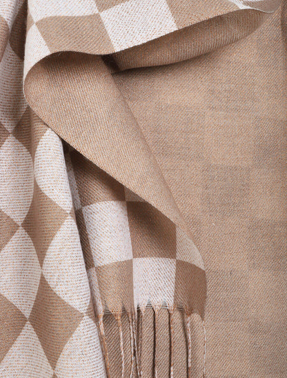 Echarpe motif damier - Beige - 3