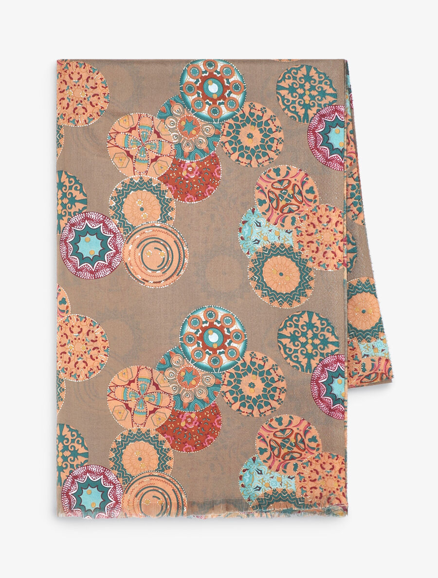 Foulard à imprimé rosaces irisées - Taupe - 2