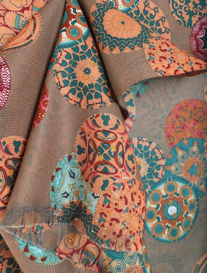 Foulard à imprimé rosaces irisées - Taupe - 3