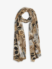 Foulard à imprimé peinture abstraite - Taupe - 1