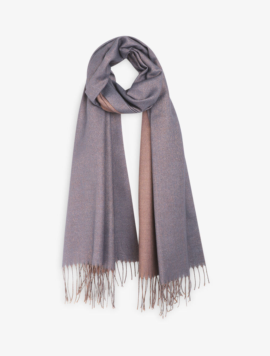 Foulard uni irisé à bords frangés - Taupe - 1